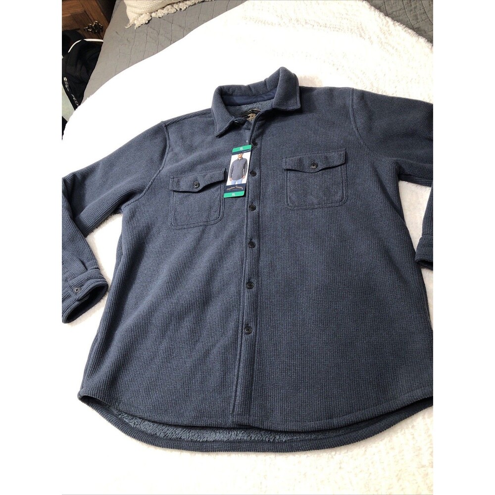 Freedom Foundry Navy Blue Flannel Button Down Shirt Jacket Size XL w/ pockets